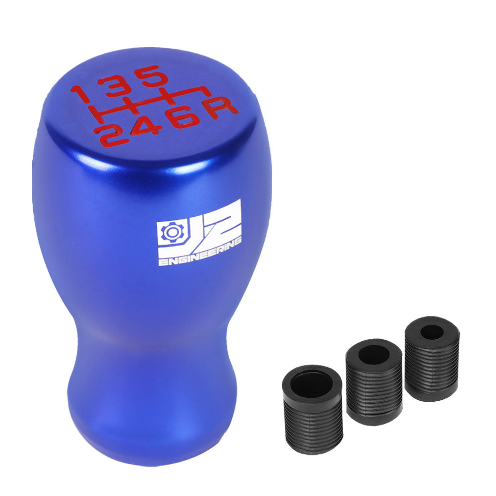 J2-SK-002-BL J2 Blue (Flat Top Teardrop) For 6-Speed Manual Shift Knob (M8/M10/M12 Adapter)