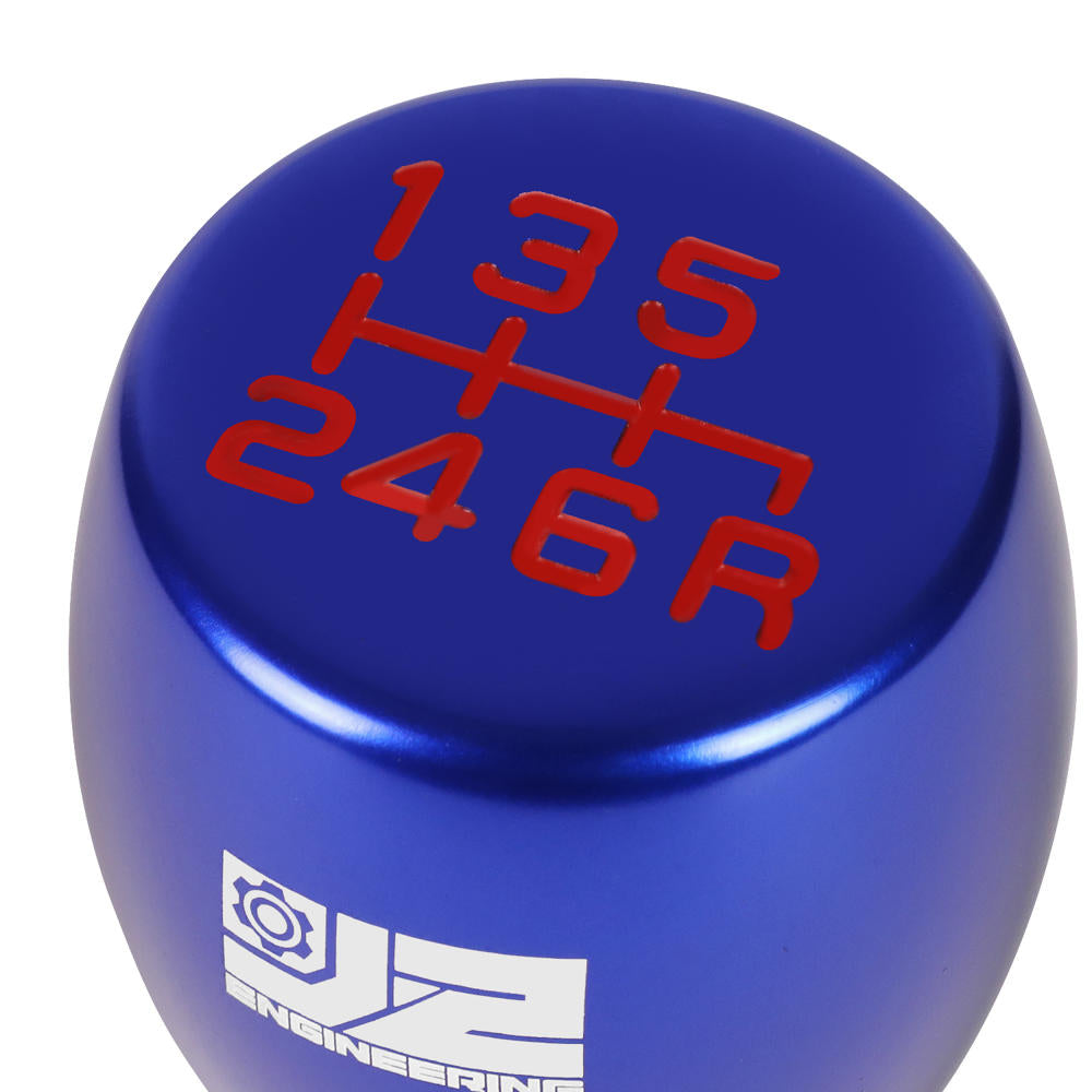 J2-SK-002-BL J2 Blue (Flat Top Teardrop) For 6-Speed Manual Shift Knob (M8/M10/M12 Adapter)
