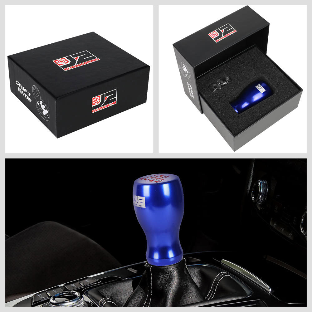 J2-SK-002-BL J2 Blue (Flat Top Teardrop) For 6-Speed Manual Shift Knob (M8/M10/M12 Adapter)
