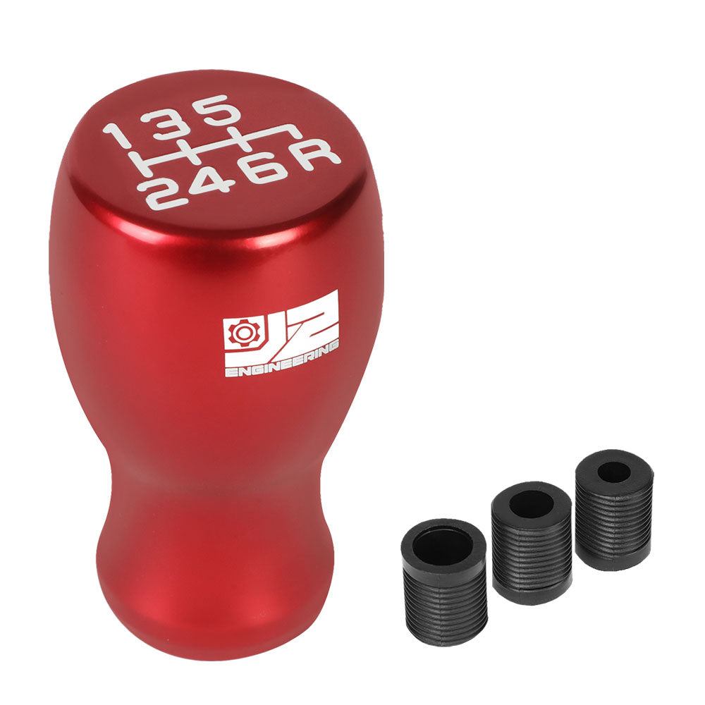 J2-SK-002-RD J2 Red (Flat Top Teardrop) For 6-Speed Manual Shift Knob (M8/M10/M12 Adapter)