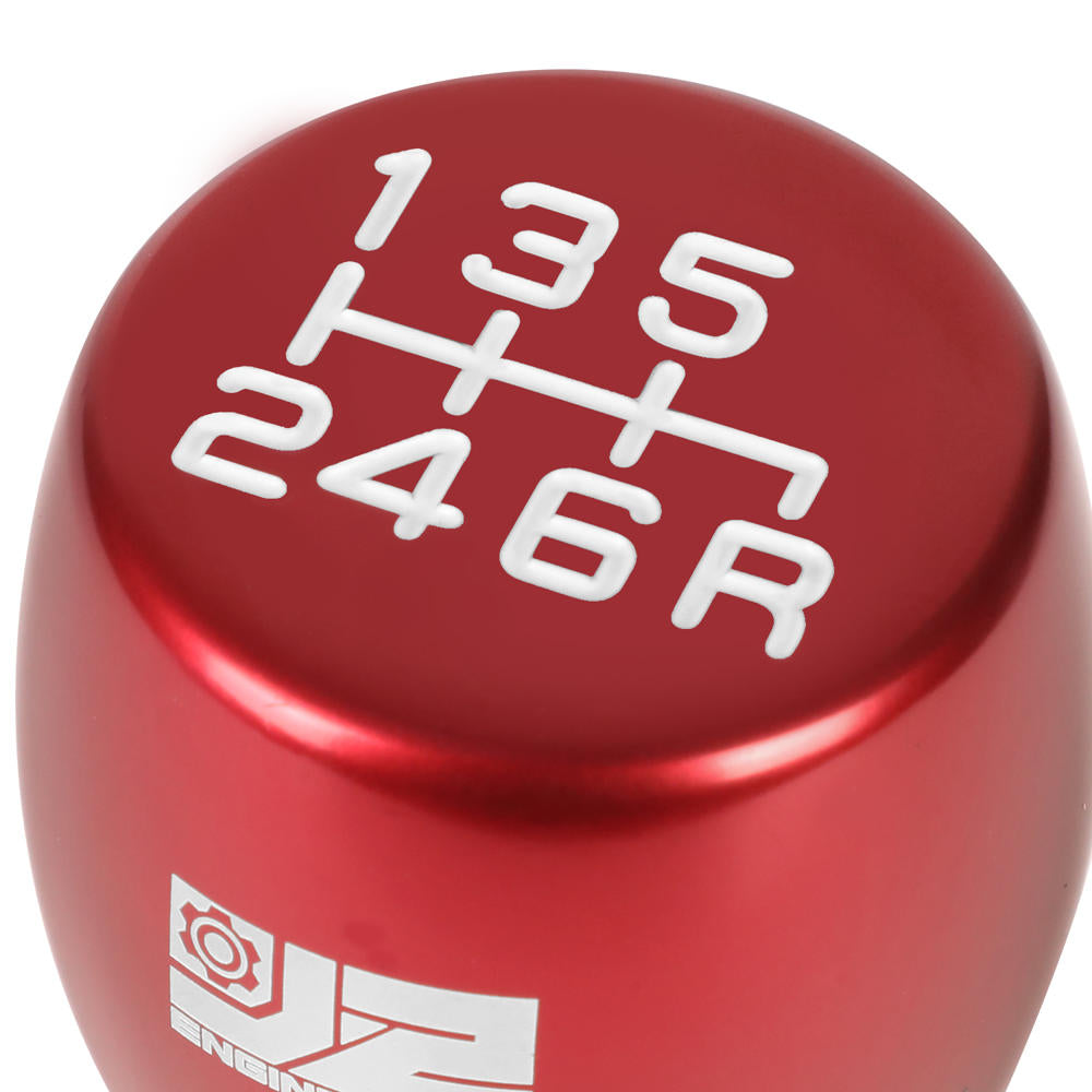 J2-SK-002-RD J2 Red (Flat Top Teardrop) For 6-Speed Manual Shift Knob (M8/M10/M12 Adapter)