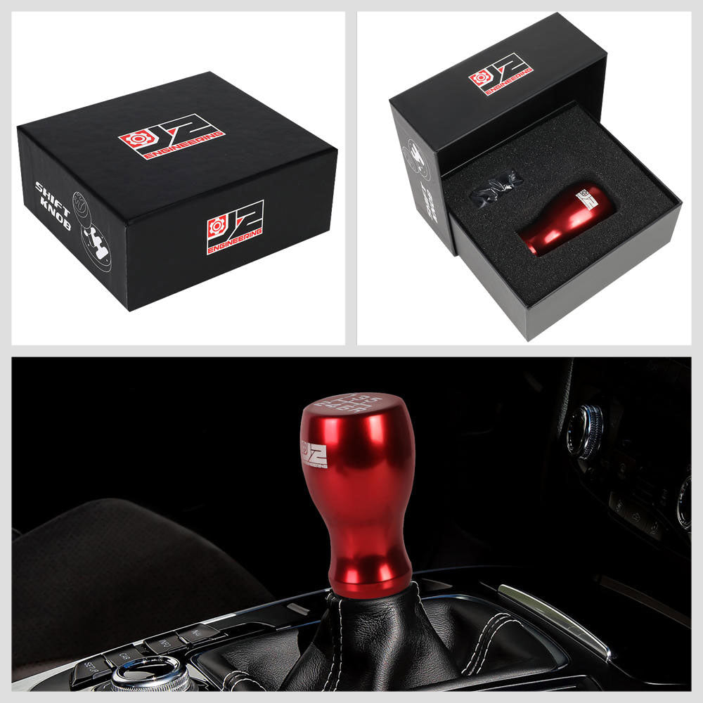 J2-SK-002-RD J2 Red (Flat Top Teardrop) For 6-Speed Manual Shift Knob (M8/M10/M12 Adapter)