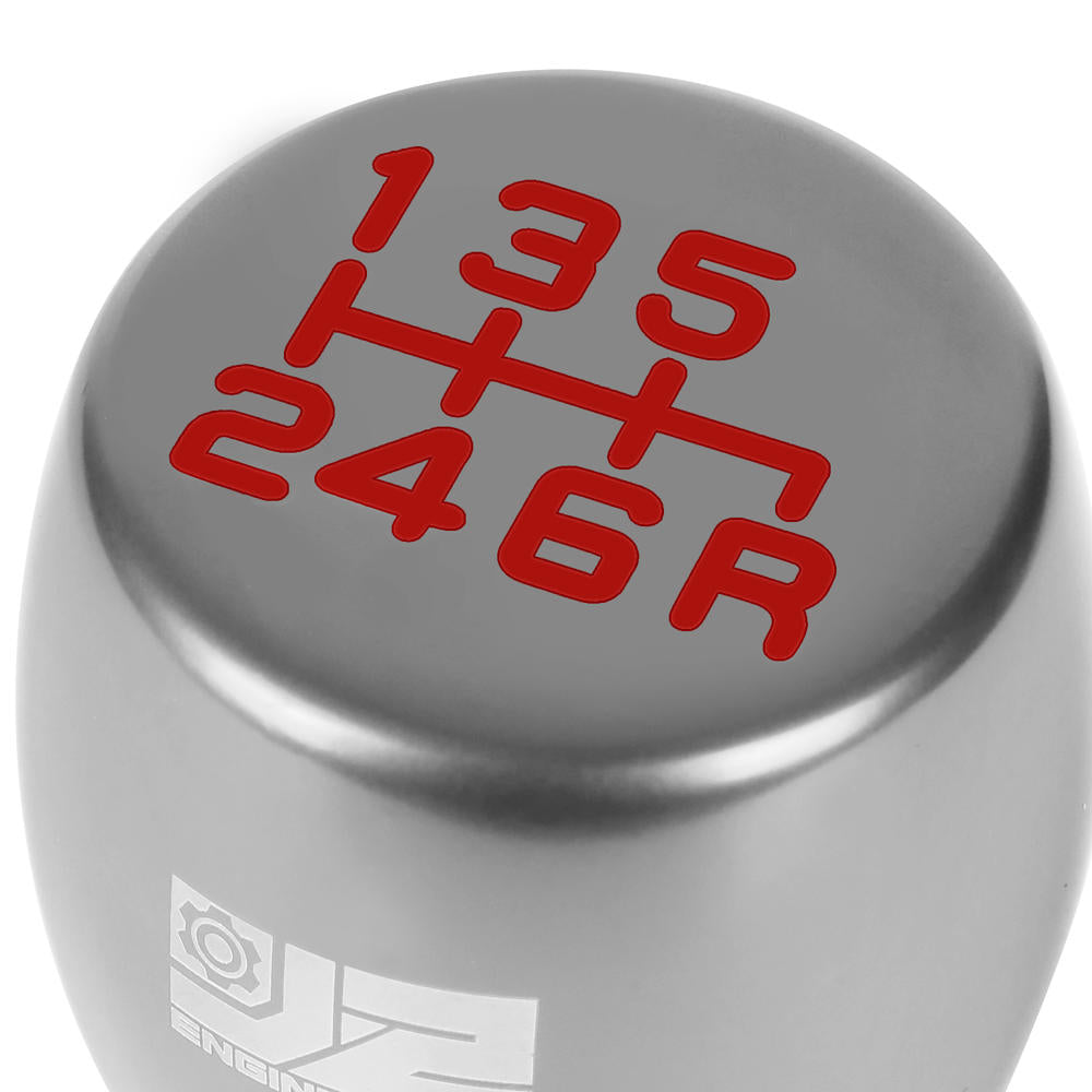 J2-SK-002-SL J2 Silver (Flat Top Teardrop) For 6-Speed Manual Shift Knob (M8/M10/M12 Adapter)