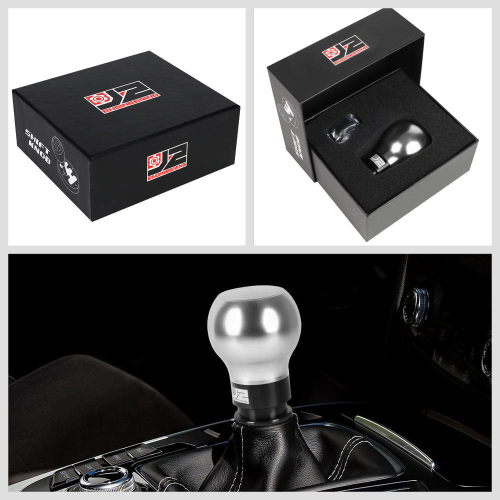 J2-SK-003-SL J2 Silver (Teardrop Shape Design) For 6-Speed MT Shift Knob (M8/M10/M12 Adapter)