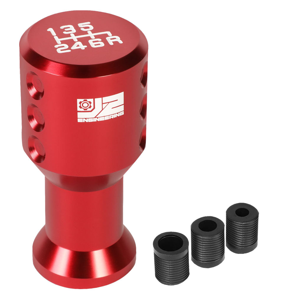 J2-SK-004-RD J2 Red (Goblet Style) For 6-Speed Manual Shift Knob (M8/M10/M12 Adapter)
