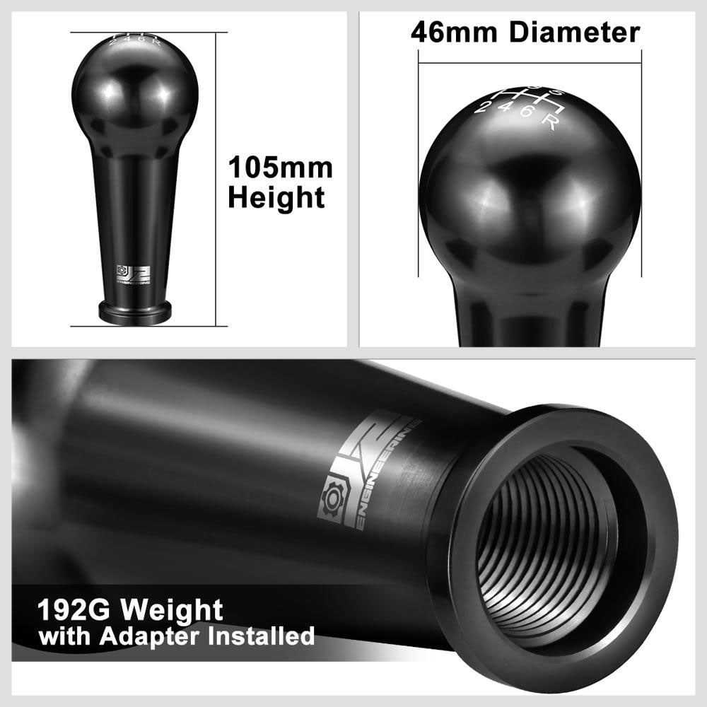 J2-SK-005-BK J2 Black (Ball Teardrop Style) For 6-Speed MT Shift Knob (M8/M10/M12 Adapter)