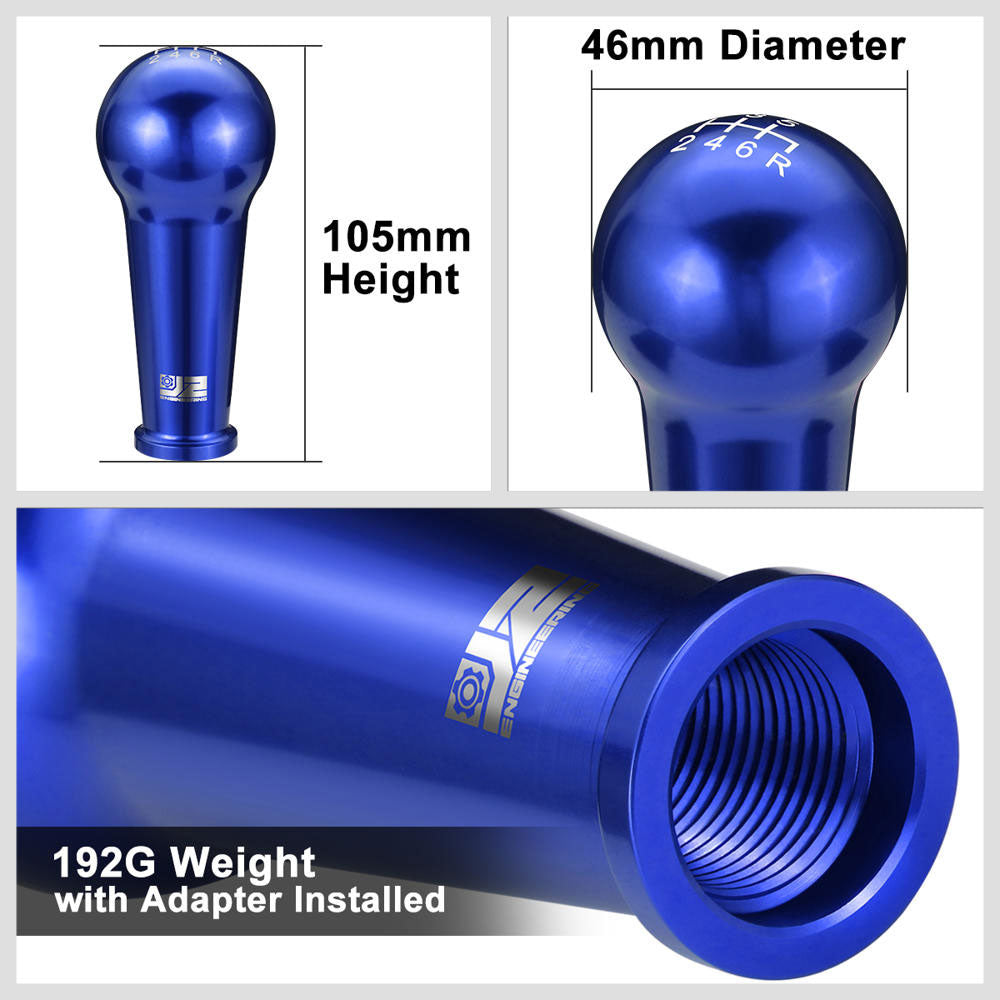 J2-SK-005-BL J2 Blue (Ball Teardrop Style) For 6-Speed Manual Shift Knob (M8/M10/M12 Adapter)