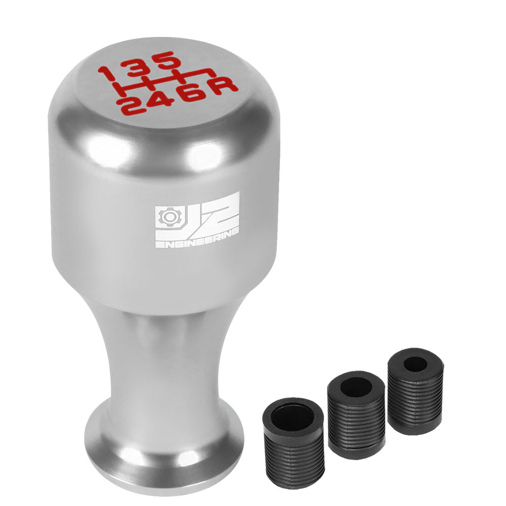 J2-SK-006-SL J2 Silver (Cylindrical Wine Cup) For 6-Speed MT Shift Knob (M8/M10/M12 Adapter)