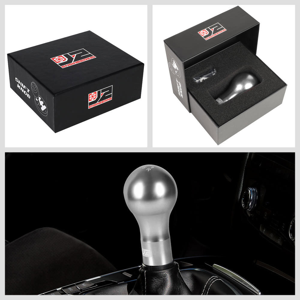 J2-SK-007-SL J2 Silver (Spherical Teardrop) For 6-Speed MT Shift Knob (M8/M10/M12 Adapter)