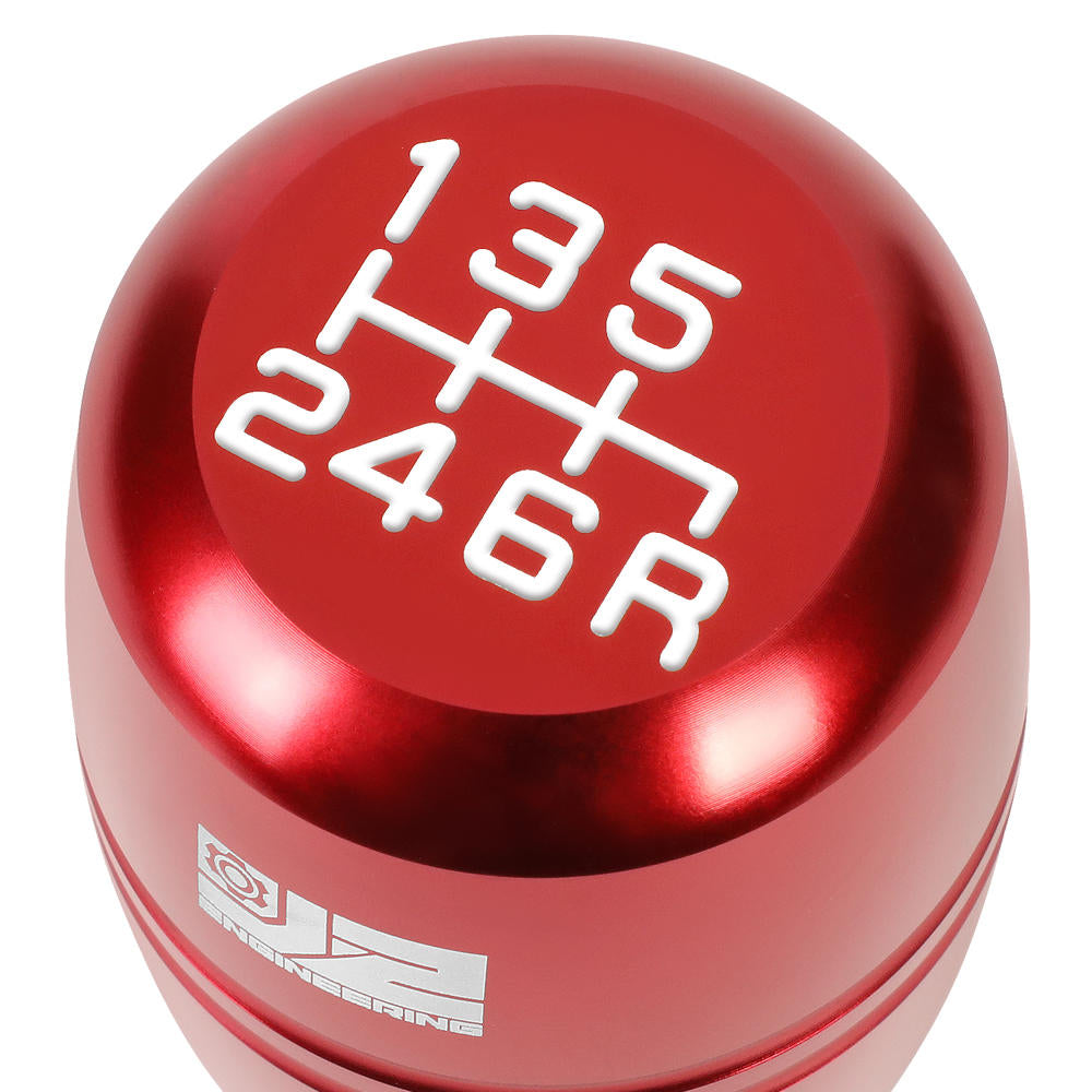 J2-SK-008-RD J2 Red (Barrel Cylindrical) For 6-Speed MT Shift Knob (M8/M10/M12 Adapter)