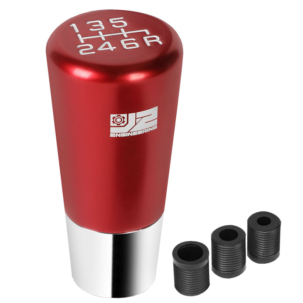 J2-SK-009-RD J2 Red (Tapered Cylindrical) For 6-Speed MT Shift Knob (M8/M10/M12 Adapter)