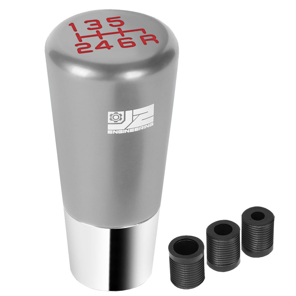 J2-SK-009-SL J2 Silver (Tapered Cylindrical) For 6-Speed MT Shift Knob (M8/M10/M12 Adapter)