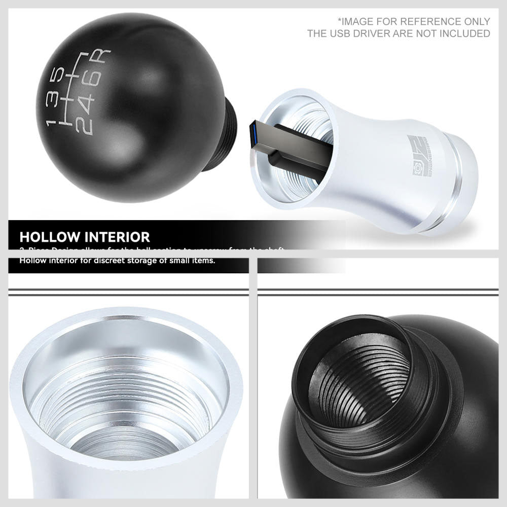 J2-SK-010-BK J2 Black (Ball Teardrop 2-Piece) For 6-Speed MT Shift Knob (M8/M10/M12 Adapter)