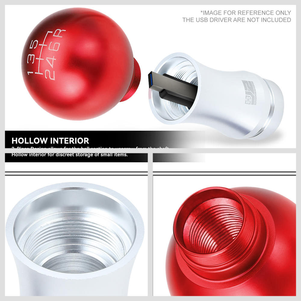 J2-SK-010-RD J2 Red (Ball Teardrop 2-Piece) For 6-Speed MT Shift Knob (M8/M10/M12 Adapter)