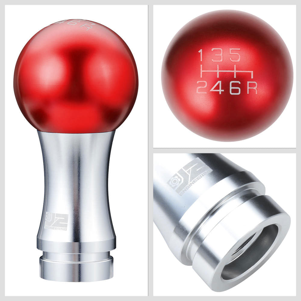 J2-SK-010-RD J2 Red (Ball Teardrop 2-Piece) For 6-Speed MT Shift Knob (M8/M10/M12 Adapter)