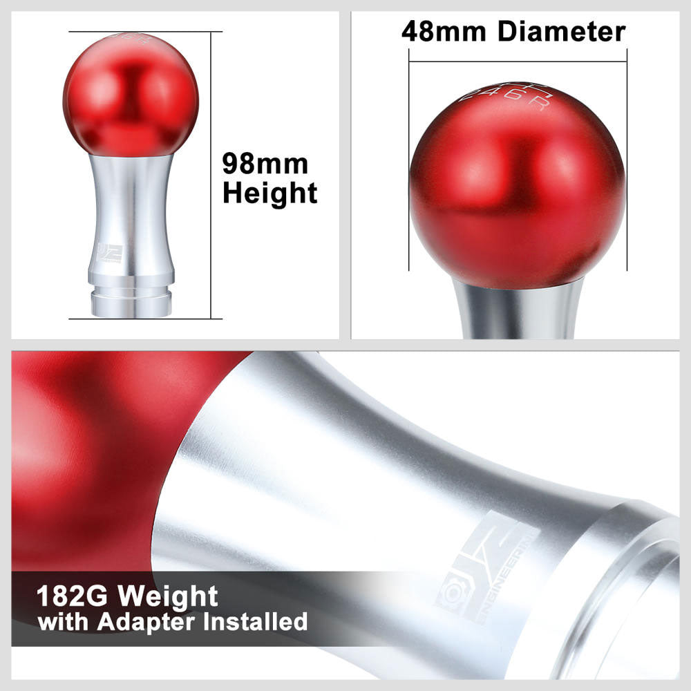 J2-SK-010-RD J2 Red (Ball Teardrop 2-Piece) For 6-Speed MT Shift Knob (M8/M10/M12 Adapter)