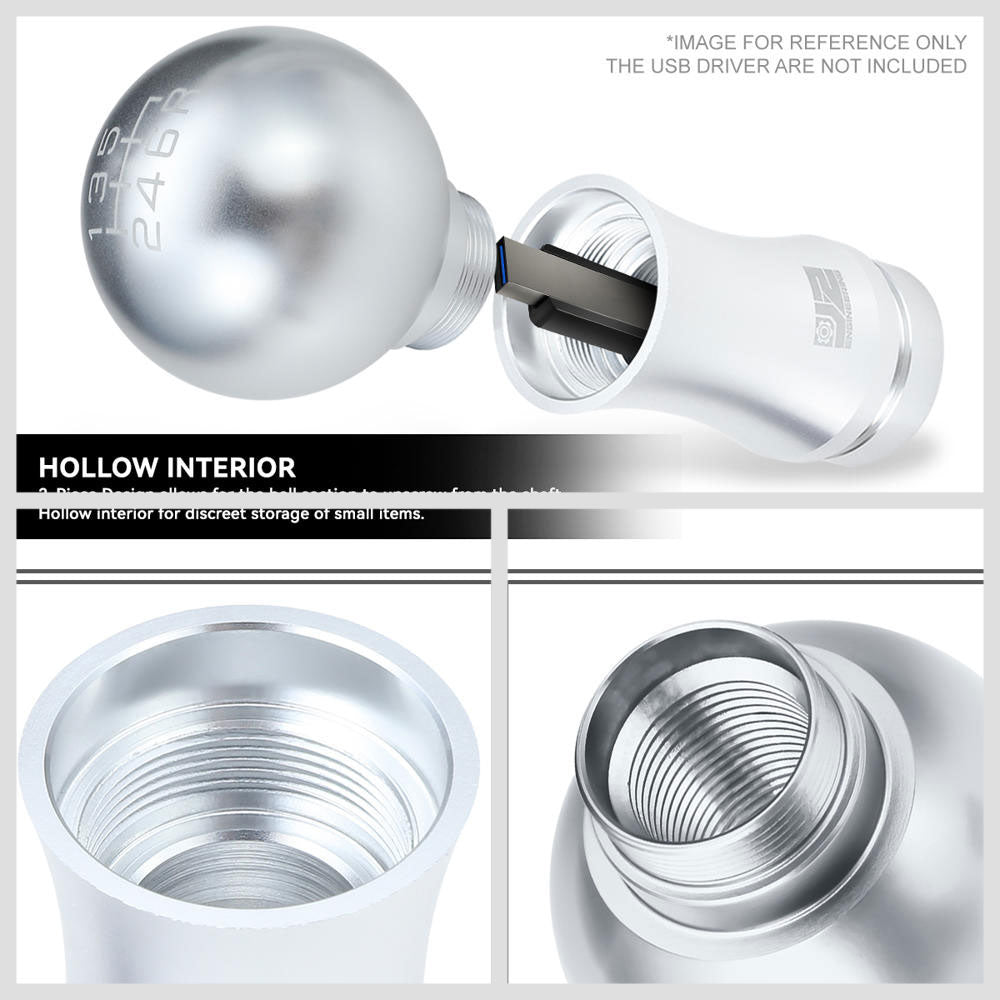 J2-SK-010-SL J2 Silver (Ball Teardrop 2-Piece) For 6-Speed MT Shift Knob (M8/M10/M12 Adapter)