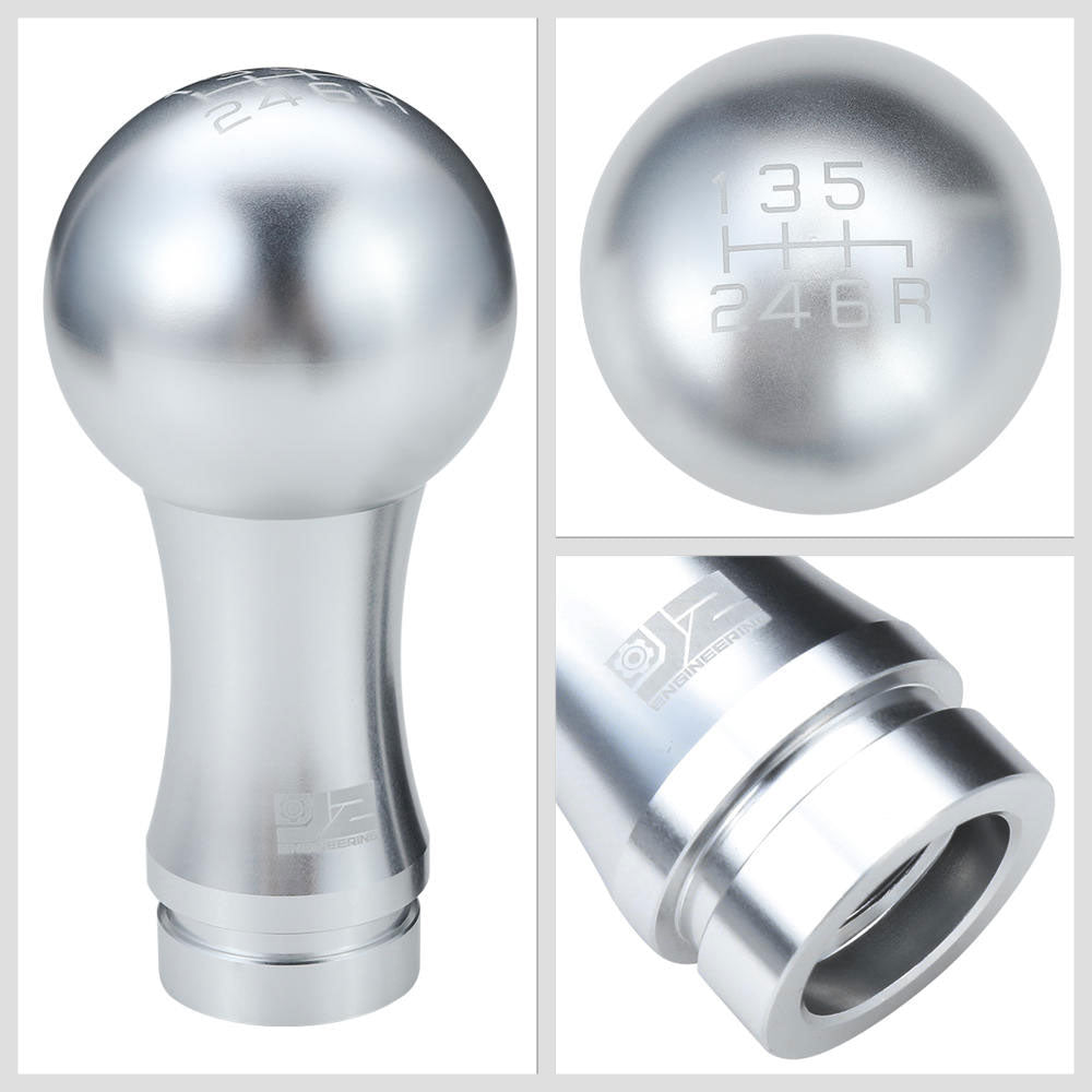 J2-SK-010-SL J2 Silver (Ball Teardrop 2-Piece) For 6-Speed MT Shift Knob (M8/M10/M12 Adapter)