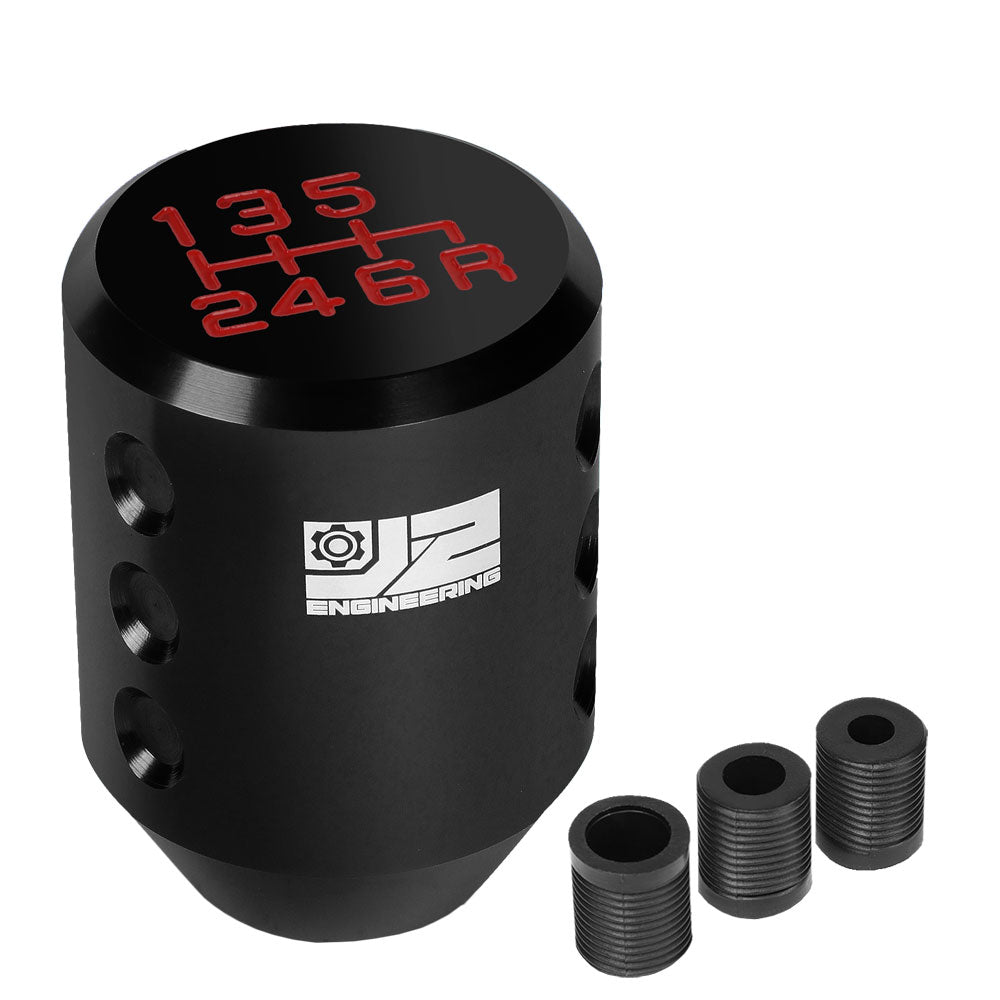 J2-SK-011-BK J2 Black Cylindrical Recessed Hole Indents For 6-Speed MT Shift Knob (3 Adapter)