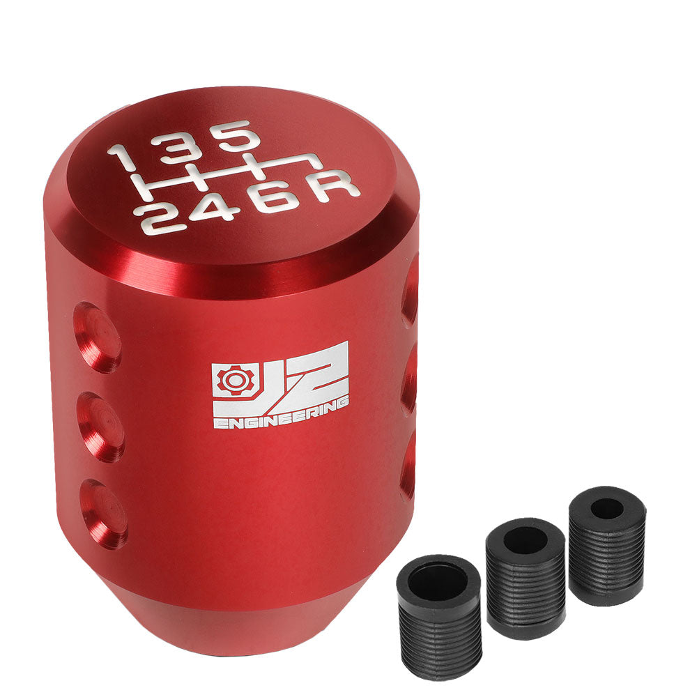 J2-SK-011-RD J2 Red Cylindrical Recessed Hole Indents For 6-Speed MT Shift Knob (3 Adapter)