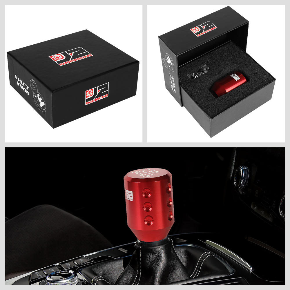 J2-SK-011-RD J2 Red Cylindrical Recessed Hole Indents For 6-Speed MT Shift Knob (3 Adapter)