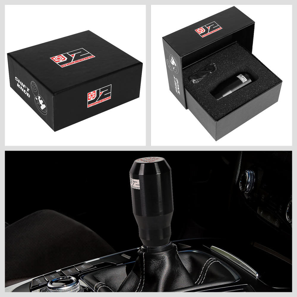 J2-SK-012-BK J2 Black (Cylindrical Tapered Top/Bottom) For 6-Speed MT Shift Knob (3 Adapter)