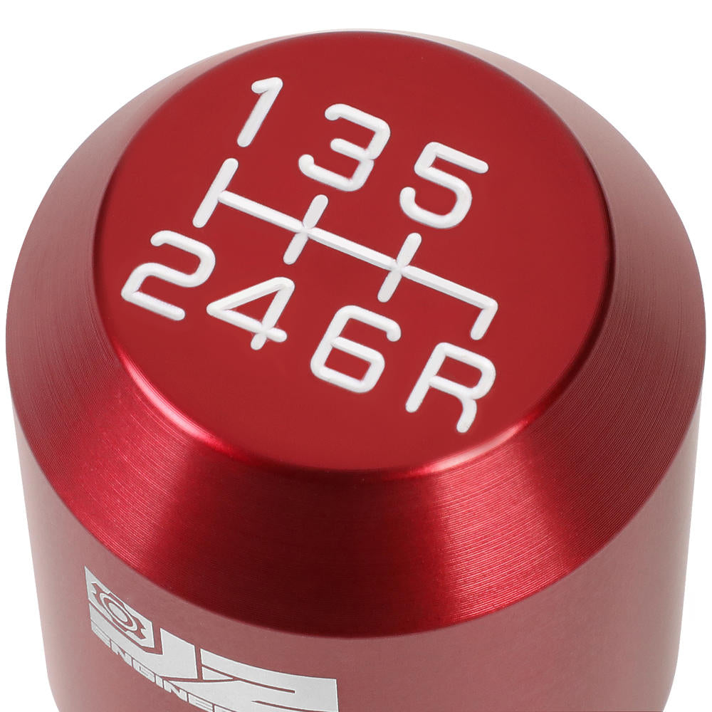 J2-SK-012-RD J2 Red (Cylindrical Tapered Top/Bottom) For 6-Speed MT Shift Knob (3 Adapter)