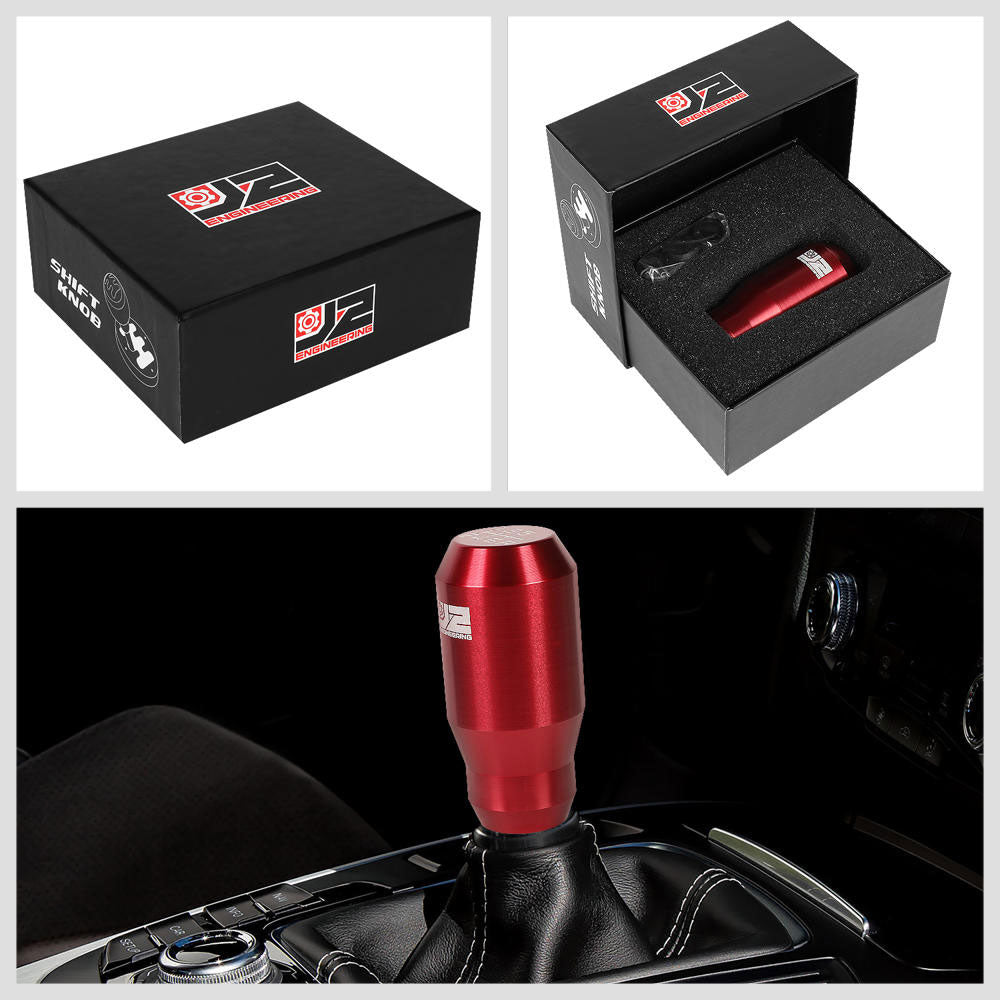J2-SK-012-RD J2 Red (Cylindrical Tapered Top/Bottom) For 6-Speed MT Shift Knob (3 Adapter)