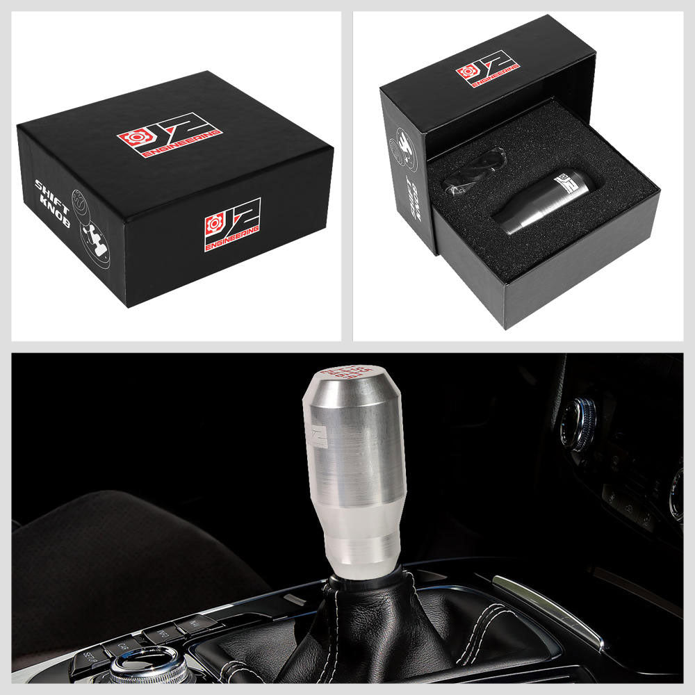 J2-SK-012-SL J2 Silver (Cylindrical Tapered Top/Bottom) For 6-Speed MT Shift Knob (3 Adapter)