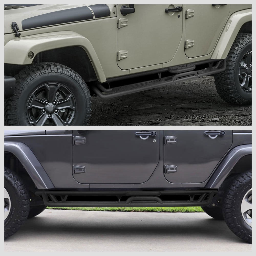 J2-STEPB-ZTL-8291 J2 Black Drop Step Running Board Nerf Bar 3" Tube For 18+ Jeep Wrangler 4Dr JL