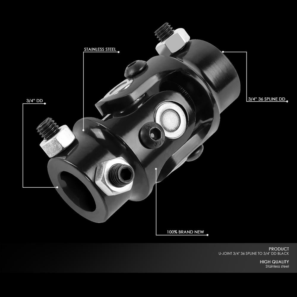 BFC-STUJOINT-049 3/4" 36 Spline to 3/4" DD 40CR Alloy Steel Steering Shaft Column Single U-Joint
