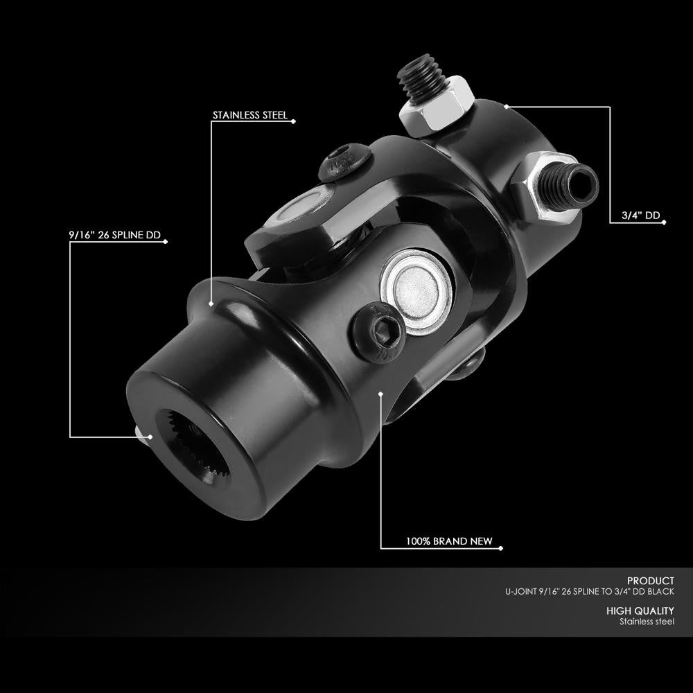 BFC-STUJOINT-052 9/16" 26 Spline to 3/4" DD 40CR Alloy Steel Steering Shaft Column Single U-Joint
