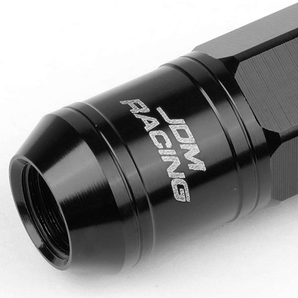 Black Aluminum M12x1.5 Conical Open Knurl Acorn Tuner 16x Lug Nuts+4 Lock Nuts-Accessories-BuildFastCar