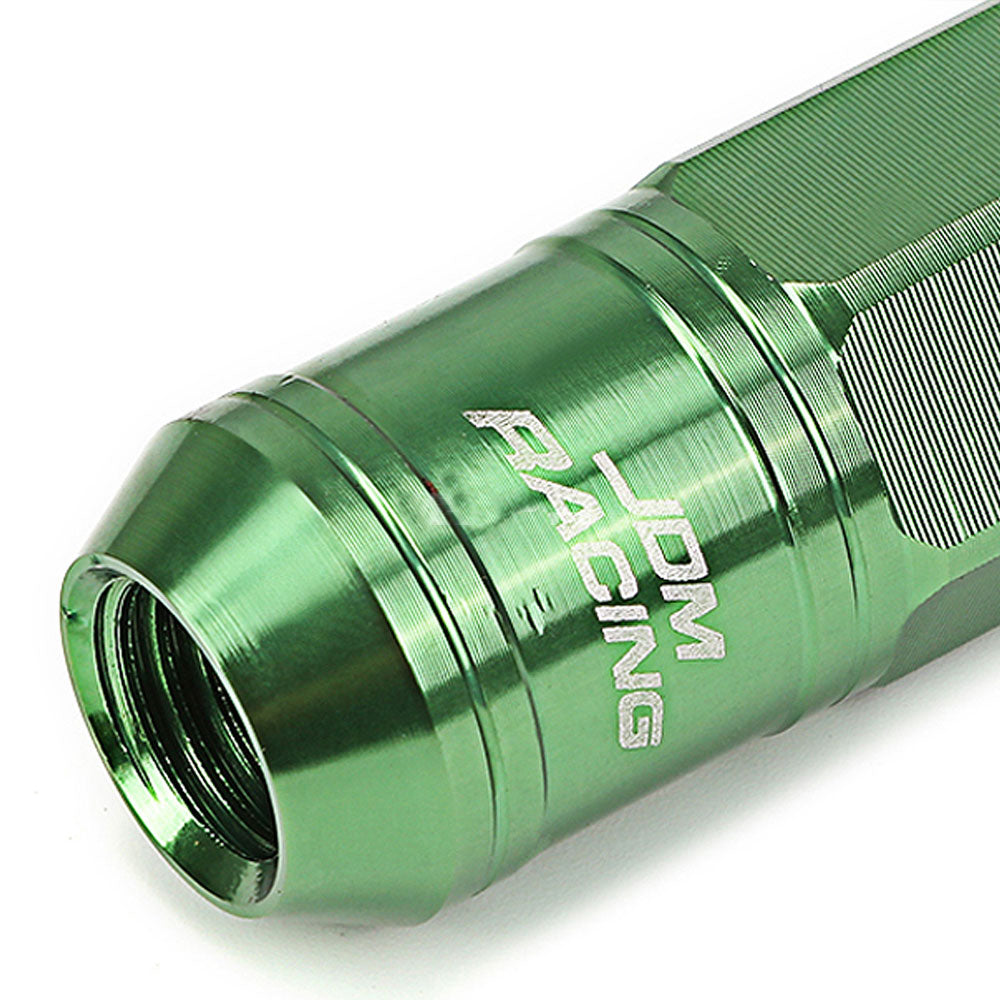 Green Aluminum M12x1.5 Conical Open Knurl Acorn Tuner 16x Lug Nuts+4 Lock Nuts-Accessories-BuildFastCar