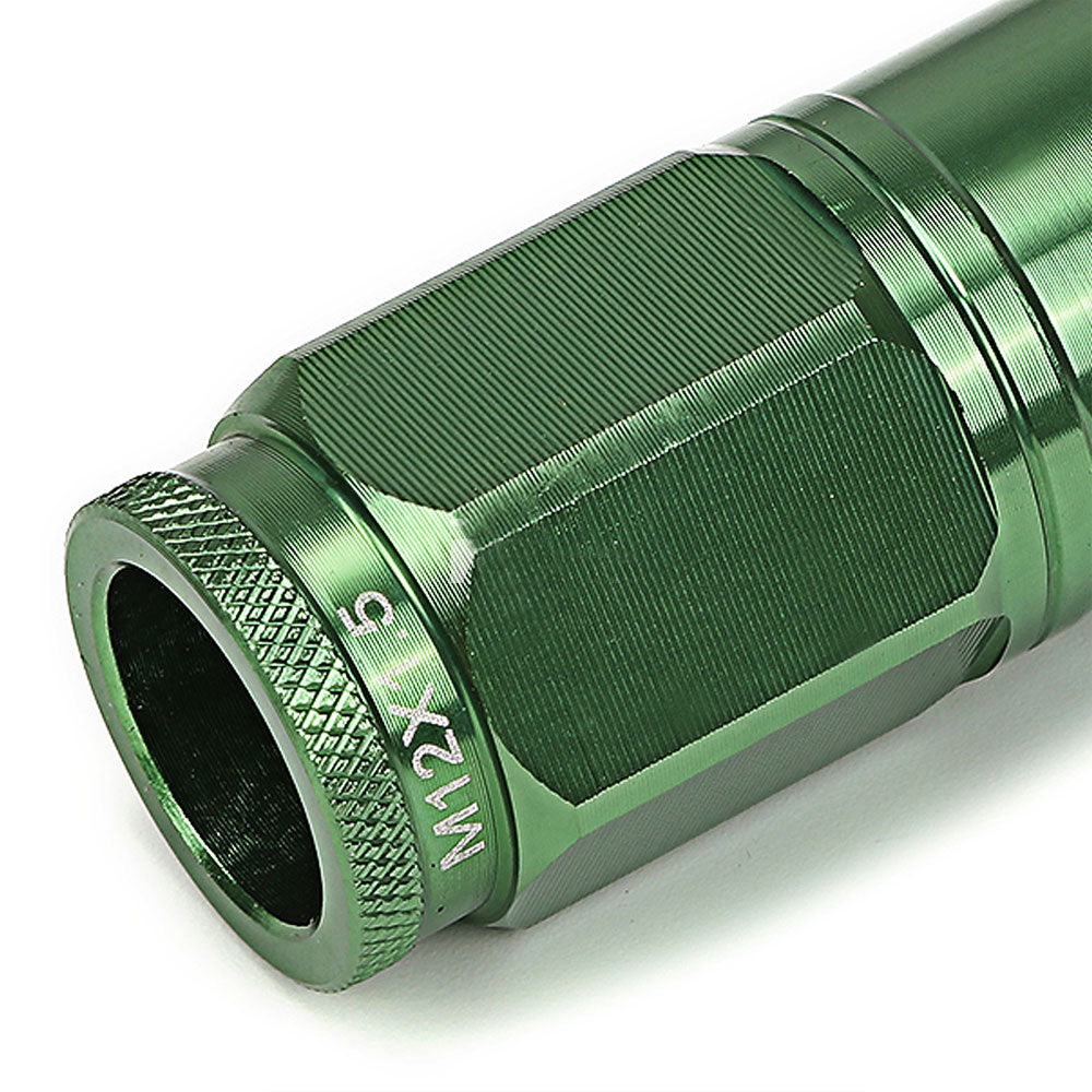 Green Aluminum M12x1.5 Conical Open Knurl Acorn Tuner 16x Lug Nuts+4 Lock Nuts-Accessories-BuildFastCar