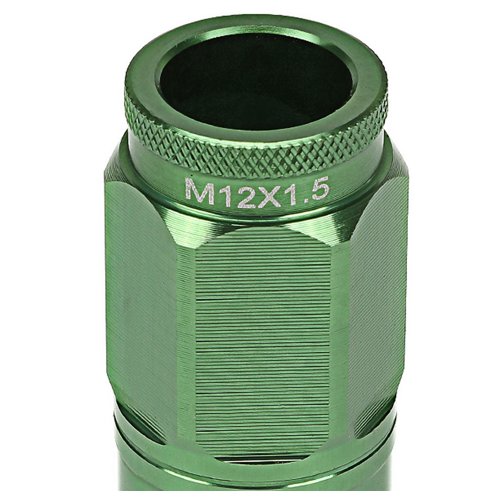 Green Aluminum M12x1.5 Conical Open Knurl Acorn Tuner 16x Lug Nuts+4 Lock Nuts-Accessories-BuildFastCar