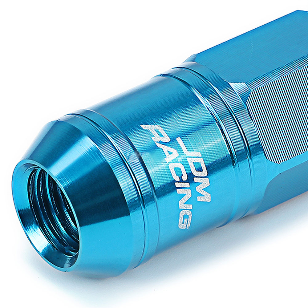 Light Blue M12x1.5 Conical Open Knurl End Acorn Tuner 16x Lug Nuts+4 Lock Nuts-Accessories-BuildFastCar