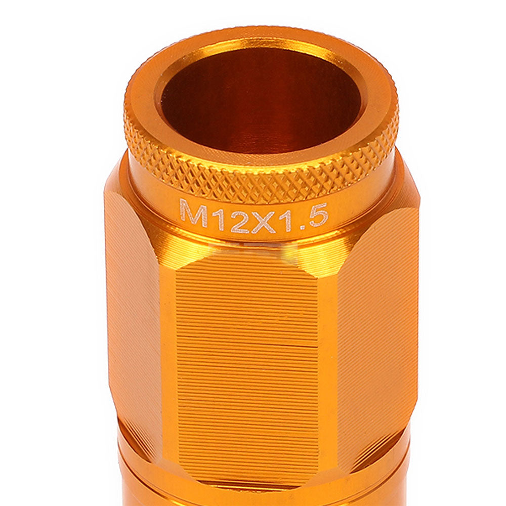 Orange Aluminum M12x1.5 Conical Open Knurl Acorn Tuner 16x Lug Nuts+4 Lock Nuts-Accessories-BuildFastCar