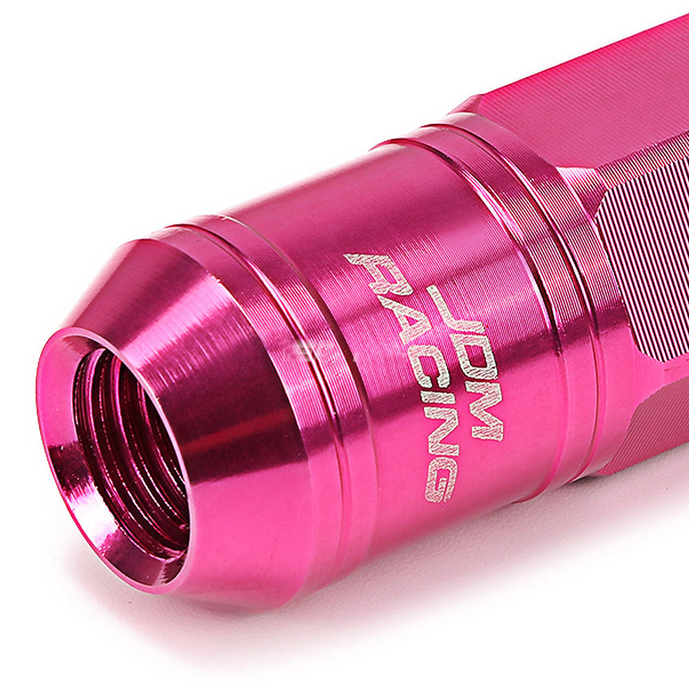 Pink Aluminum M12x1.5 Conical Open Knurl Acorn Tuner 16x Lug Nuts+4 Lock Nuts-Accessories-BuildFastCar