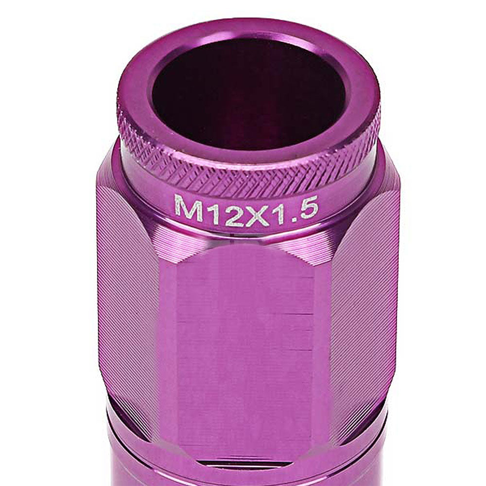 Purple Aluminum M12x1.5 Conical Open Knurl Acorn Tuner 16x Lug Nuts+4 Lock Nuts-Accessories-BuildFastCar