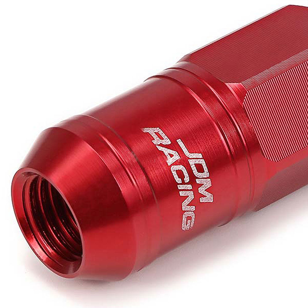 Red Aluminum M12x1.5 Conical Open Knurl Acorn Tuner 16x Lug Nuts+4 Lock Nuts-Accessories-BuildFastCar