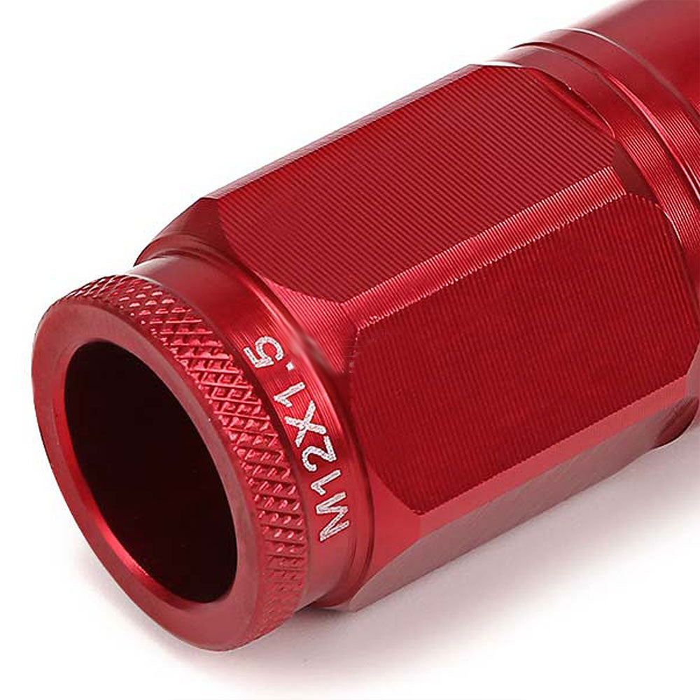 Red Aluminum M12x1.5 Conical Open Knurl Acorn Tuner 16x Lug Nuts+4 Lock Nuts-Accessories-BuildFastCar