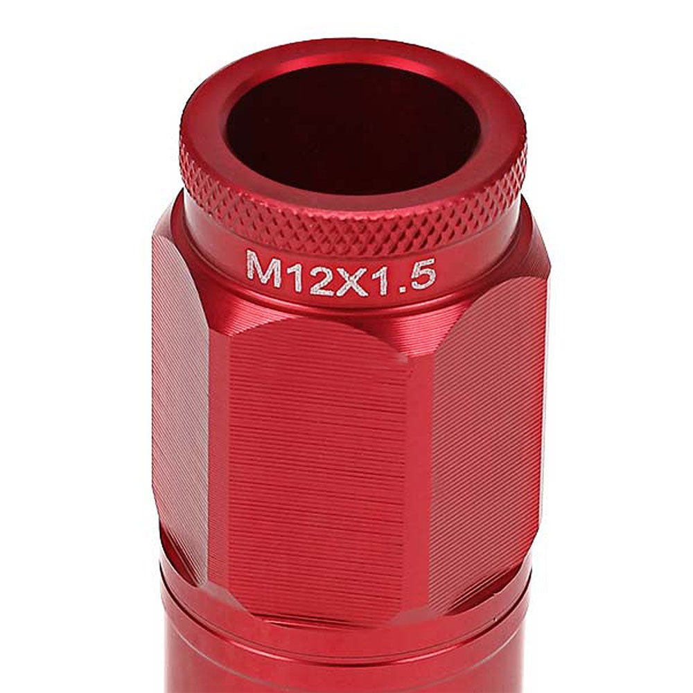 Red Aluminum M12x1.5 Conical Open Knurl Acorn Tuner 16x Lug Nuts+4 Lock Nuts-Accessories-BuildFastCar