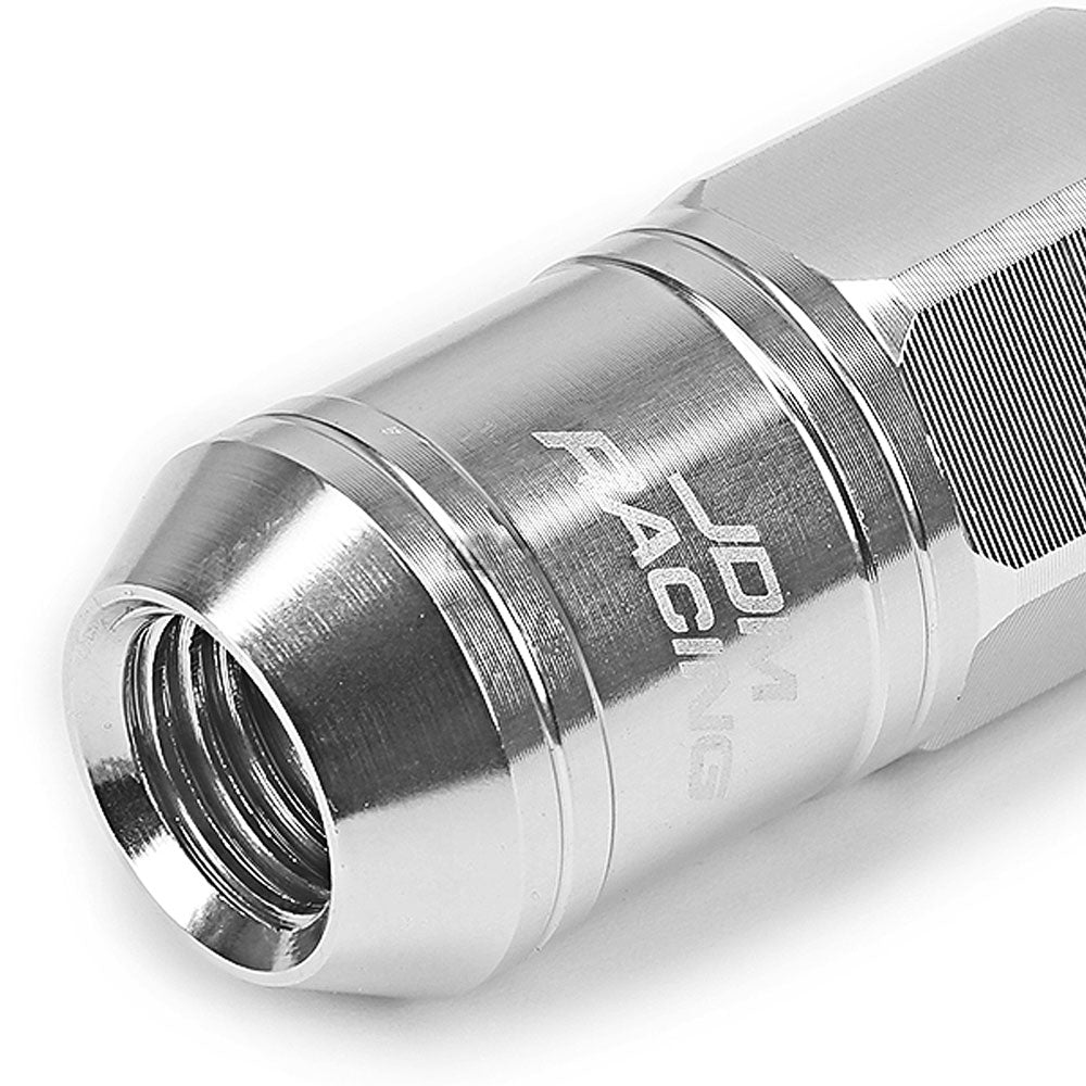 Silver Aluminum M12x1.5 Conical Open Knurl Acorn Tuner 16x Lug Nuts+4 Lock Nuts-Accessories-BuildFastCar
