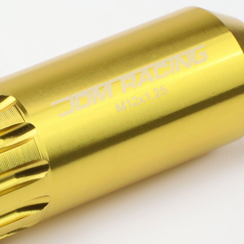 20PCs Universal Aluminum Gold Lug Nut [Open End Acorn TY23] [Conical Seat / M12 x 1.25]