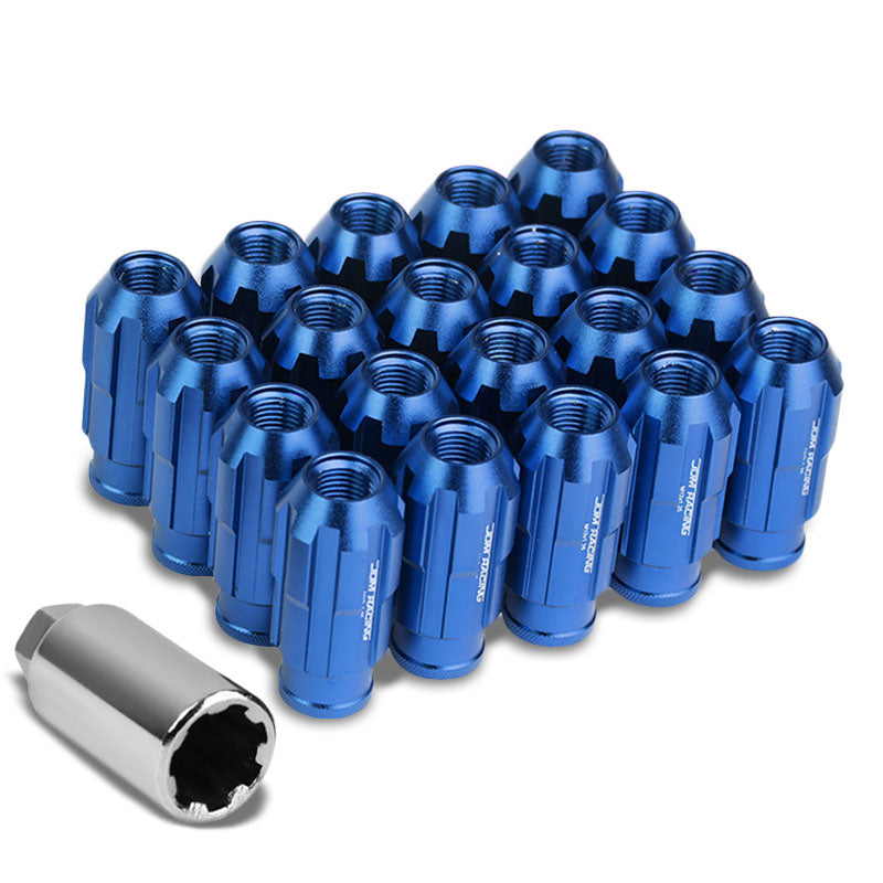 20PCs Universal Aluminum Blue Lug Nut [Open End Spline Acorn TY25] [Conical Seat / M12 x 1.50]