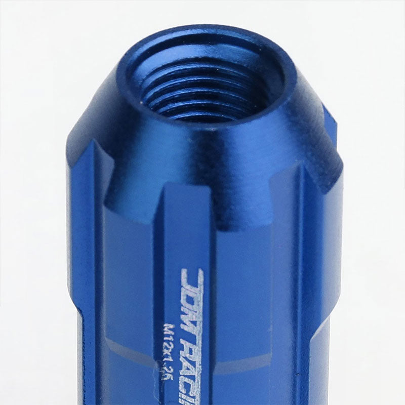 20PCs Universal Aluminum Blue Lug Nut [Open End Spline Acorn TY25] [Conical Seat / M12 x 1.50]