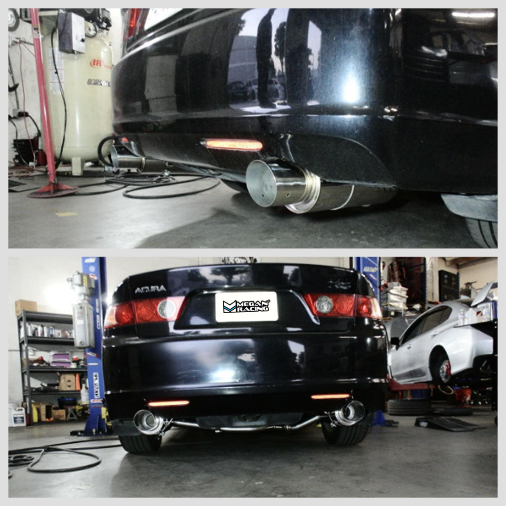 LW-CBS-ATSX04-DS Megan DS Series Stainless Steel Catback Exhaust Kit Dual Tip For 04-08 Acura TSX