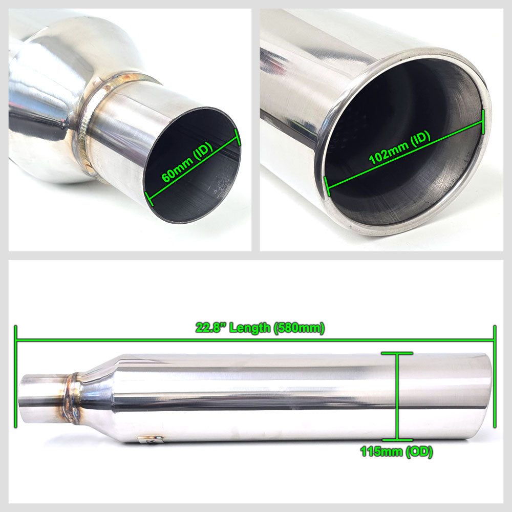 LWT-UT-S4-V3 Megan 2.5"-4" VIP Exhaust Blast Tube Muffler Tip (Single Polish Angled Tip)