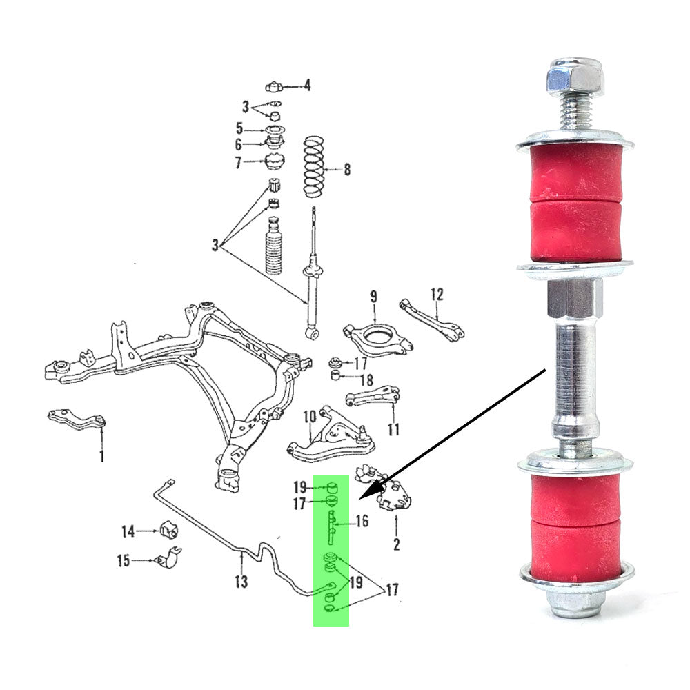 Manzo Red Rear Stabilizer Links For Nissan 240SX S13 S14 S15 / 300ZX Z32 / Skyline R32 R33 R34